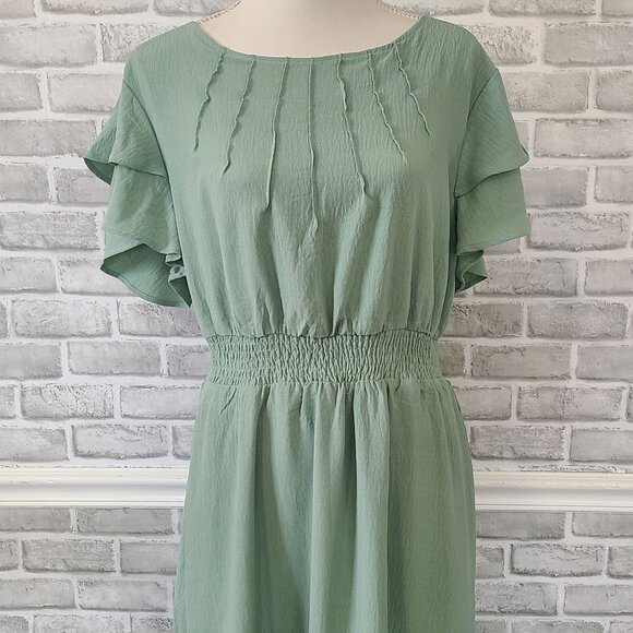 Hanna Nikole Green Ruffle Tiered Maxi Dress Plus 20W Party Modest Dance NEW - Picture 8 of 11